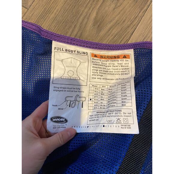 Invacare R114 Full Body Sling Commode Opening Patient Lift Medium Polyester 450 - Picture 4 of 6